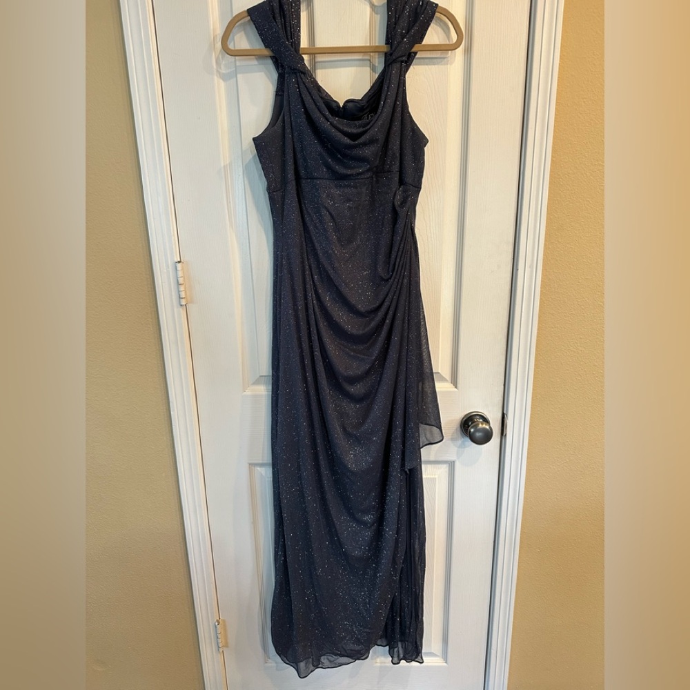 Elegant Dark Grey Sparkling Evening Gown, Size 16, Very Flattering!
